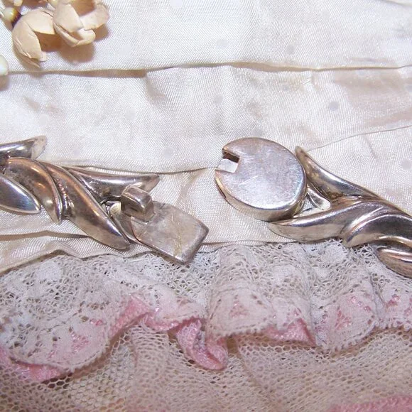 Made in Mexico Mexican 950 Silver and Pink Rhodochrosite Necklace/Clip Earrings - Picture 8 of 13